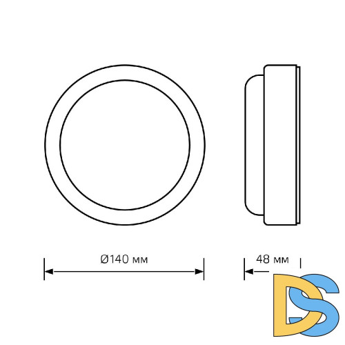 Настенно-потолочный светодиодный светильник Gauss Eco IP65 126418212-S