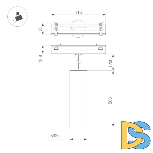 Трековый магнитный светильник Arlight MAG-VIBE-SPOT-HANG-R35-10W Day4000-MIX (WH, 24 deg, 48V, DALI) 045017