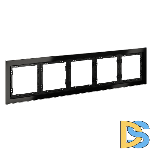 Рамка стеклянная VOLTUM S70 на 5 постов, (черный,стекло)