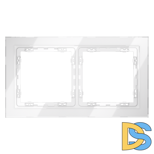 Рамка стеклянная VOLTUM S70 на 2 поста, (белый, стекло)