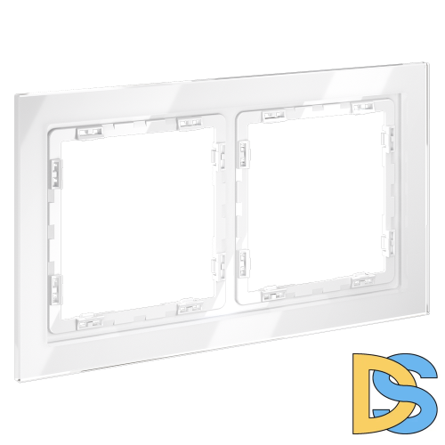 Рамка стеклянная VOLTUM S70 на 2 поста, (белый, стекло)