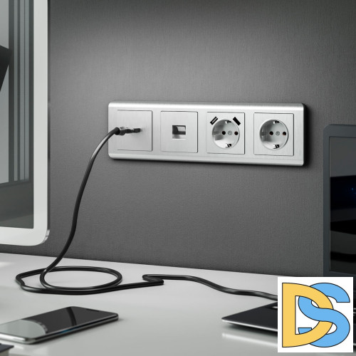 Розетка Ethernet RJ-45 Werkel cеребряный рифленый W1181009 4690389159886