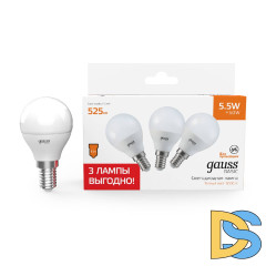 Лампа светодиодная Gauss Basic E14 5,5W 3000K 10531152T