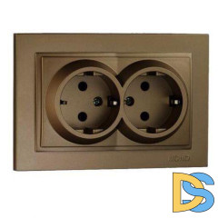 Розетка с заземлением двойная Mono Electric Despina 16А 250В бронза 102-232304-120