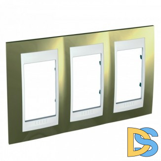 Рамка 3-ая (тройная), Золото/Белый (пластик), серия Unica, Schneider Electric