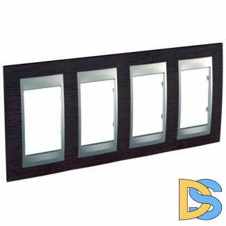 Рамка 4-ая (четверная), Дерево Венге/Алюминий, серия UNICA TOP/CLASS, Schneider Electric