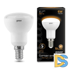 Лампа светодиодная рефлекторная Gauss E14 6W 3000K матовая 106001106