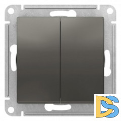 Выключатель 2-клавишный проходной (с двух мест), Сталь, серия Atlas Design, Schneider Electric