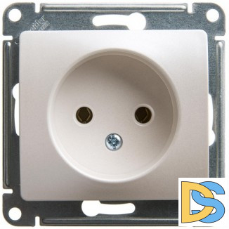 Розетка 1-ая электрическая без заземления, Перламутр, серия Glossa, Schneider Electric