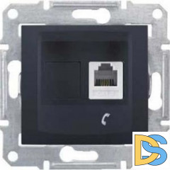 Розетка телефонная 1-ая 4 контакта, RJ-11, Графит, серия Sedna, Schneider Electric