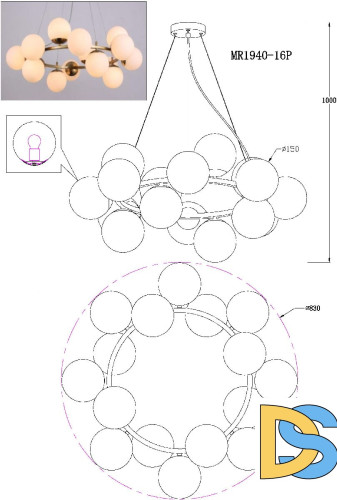 Подвесная люстра MyFar Aerton MR1940-16P