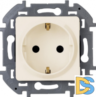 Розетка Legrand Inspiria  1-я с/з со шторками слоновая кость, 673731