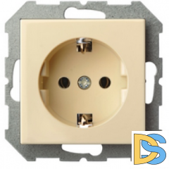 Розетка с заземлением, винтовые зажимы Epsilon слоновая кость
