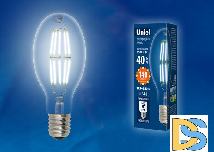 Лампа светодиодная филаментная (UL-00003762) Uniel E40 40W 4000K прозрачная LED-ED90-40W/NW/E40/CL GLP05TR