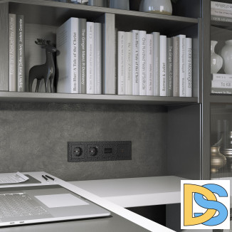 Розетка с заземлением и шторками (черный) W1271108