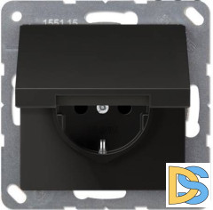 Розетка 2K+З с крышкой Jung EP1420KLSWM