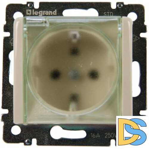 Розетка 2К+З Legrand Valena 16A 250V с/з со шторками крышкой винтовой зажим немецкий стандарт белый 774220