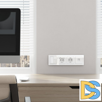 W1171741/ Розетка с заземлением, шторками и USB тип A+C (белый акрил) W1171741