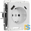 W1171741/ Розетка с заземлением, шторками и USB тип A+C (белый акрил) W1171741