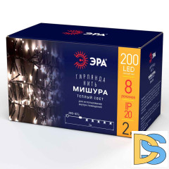 Гирлянда мишура 220V теплый белый ЭРА ENIN - GW Б0047970