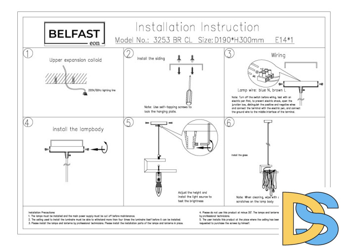 Подвесной светильник Belfast Colvil 3253 BR CL