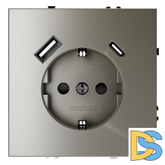 Розетка встраиваемая VOLTUM S70 с заземлением и защитными шторками, 16А, с USB, A+С, (шелк)