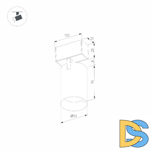Трековый магнитный светильник Arlight MAG-SPOT-25-R90-9W Warm3000 035001(1)