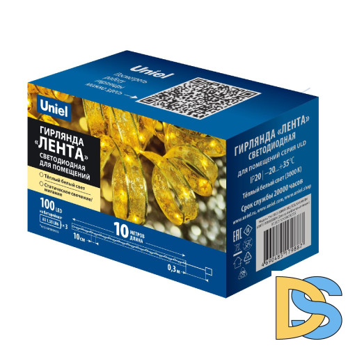Гирлянда Uniel ULD-S1000-100/SCB/3AA WARM WHITE IP20 RIBBON UL-00010900