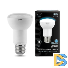 Лампа светодиодная рефлекторная Gauss E27 9W 4100K матовая 106002209