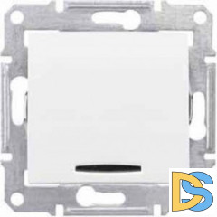 Выключатель 2-полюсный 1-клавишный с индикацией 16А, Белый, серия Sedna, Schneider Electric