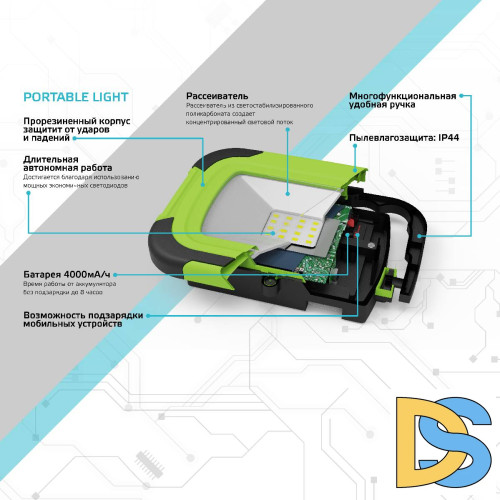 Прожектор светодиодный Gauss Portable Light аккумуляторный 10W 6500K 686400310
