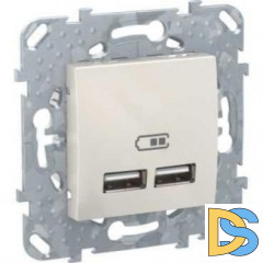 Розетка USB 2-ая 2100 мА (для подзарядки), Бежевый, серия Unica, Schneider Electric