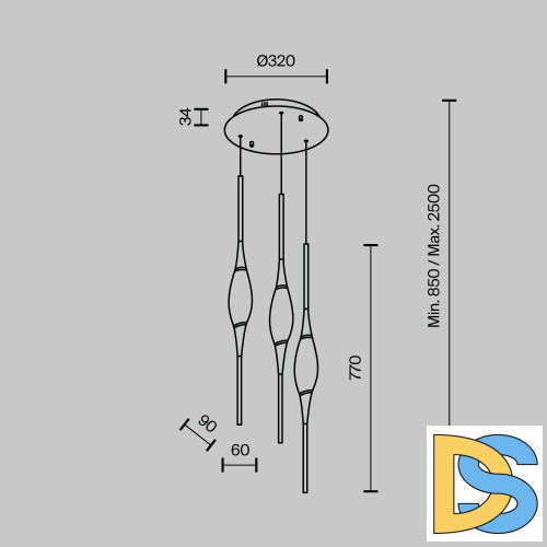 Подвесной светильник Modestyle MS.88921.3 GD