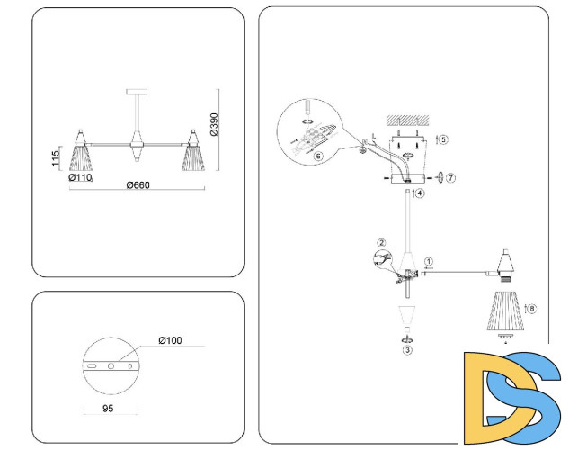 Люстра на штанге Ambrella Light High Light Heigh Light LH58114