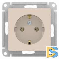 Розетка 1-ая электрическая, с заземлением, Бежевый, серия Atlas Design, Schneider Electric