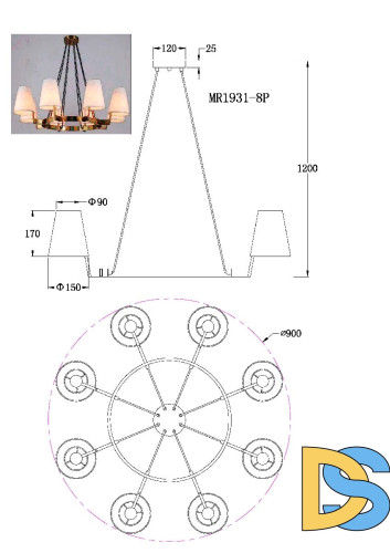 Подвесная люстра MyFar Aurora MR1931-8P