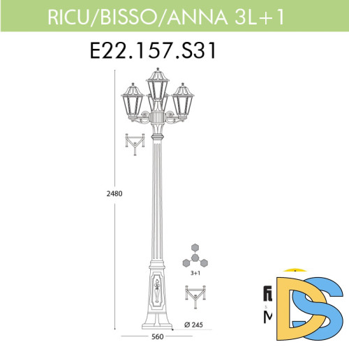 Садовый светильник Fumagalli E22.157.S31.WYF1R