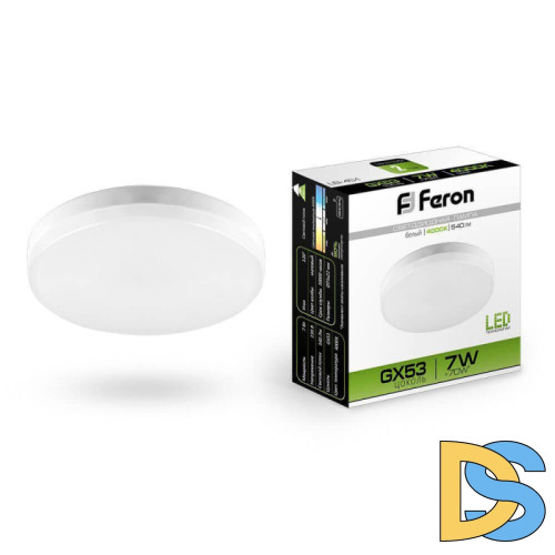 Лампа светодиодная Feron GX53 7W 4000K Таблетка Матовая LB-451 25828