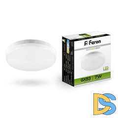 Лампа светодиодная Feron GX53 7W 4000K Таблетка Матовая LB-451 25828