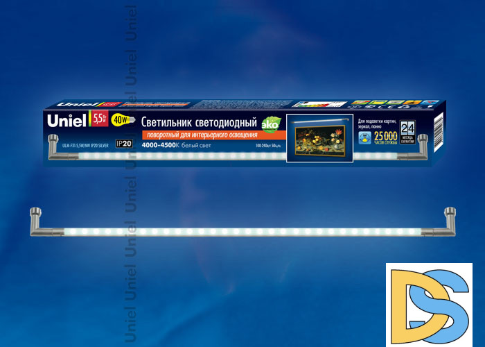 Подсветка для зеркал Uniel ULM-F31-5,5W/NW IP20 SILVER картон