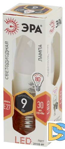 Лампа светодиодная Эра E27 9W 2700K LED B35-9W-827-E27 Б0027971