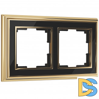 Рамка на 2 поста (золото/черный) WL17-Frame-02