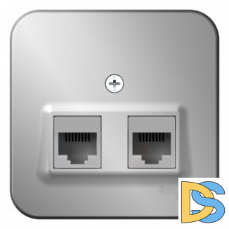 Розетка 2-ая компьютерная RJ45, кат.5E, изол. пластина Schneider Blanca Алюминий