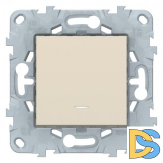 Выключатель 1-клавишный ,проходной с подсветкой (с двух мест), Бежевый, серия Unica New, Schneider Electric