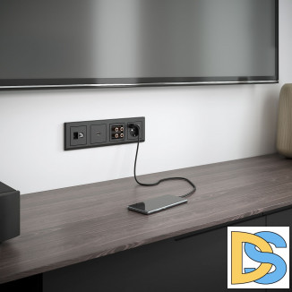 Розетка с быстрой зарядкой USB Type A+С черная (черный матовый) W1171708