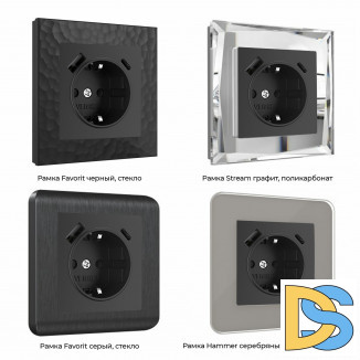 Розетка с быстрой зарядкой USB Type A+С черная (черный матовый) W1171708