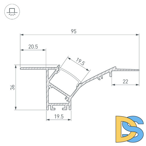 Профиль Arlight FANTOM-W45-BEVEL-2000 WHITE 039949
