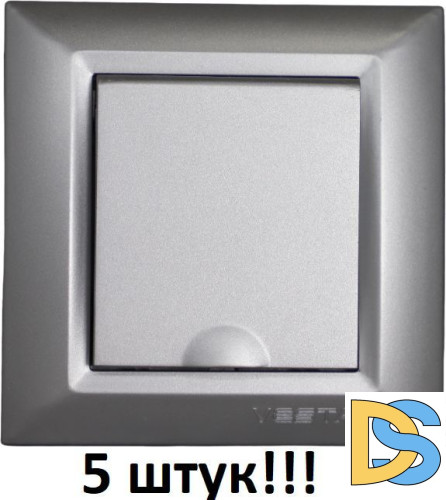 Розетка одинарная с заземлением с крышкой серебристая Vesta-Electric Roma Silver - 5 шт