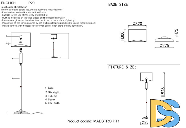 Торшер Crystal Lux MAESTRO PT1 CHROME