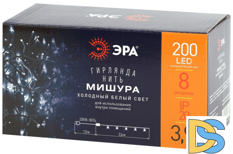 Гирлянда мишура 220V холодный белый ЭРА ENIN - WC Б0047971